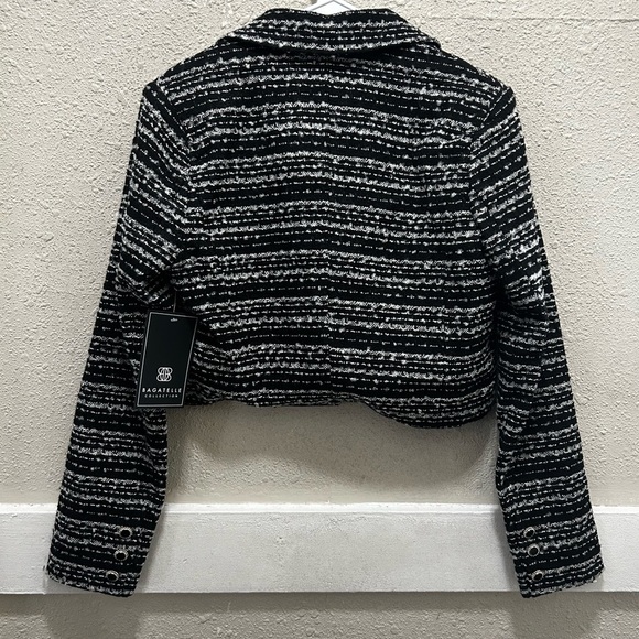 Bagatelle Womens Crop Office One-Button Blazer Black and White NWT Small - Picture 4 of 9